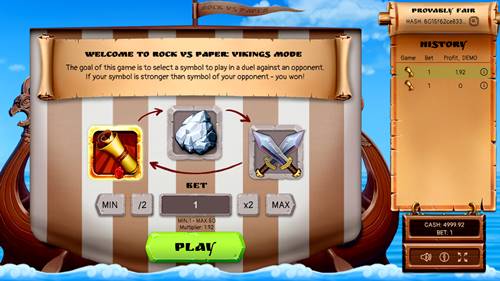 อัตราการจ่ายรางวัล Rock VS Paper Vikings Mode