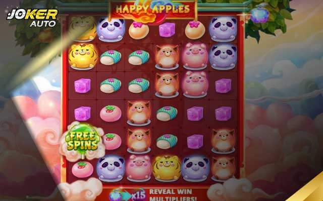 รูปแบบการเล่นเกม เกมสล็อตแอปเปิลหลากสี-Happy Apples-jokerauto