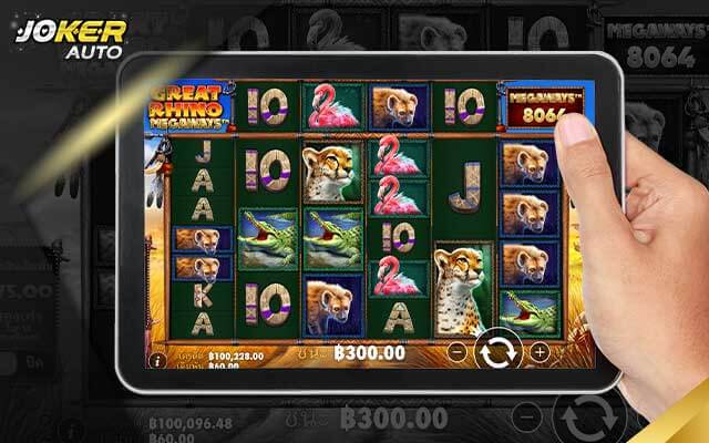 รูปแบบการเล่นเกมสล็อตสัตย์ป่า-Great Rhino Megaways-jokerauto